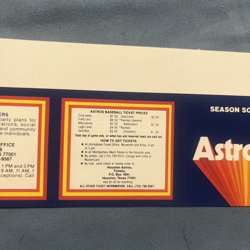 POCKET SCHEDULE MLB 1981 HOUSTON ASTROS UNSPONSORED UNFOLDED - Picture 2 of 8