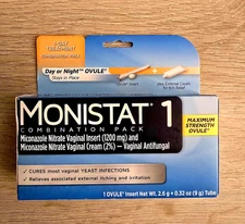 Monistat 1 Day Yeast Infection Treatment for Women, 1 Miconazole Ovule Insert &
