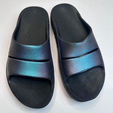 OOFOS Ooahh Lux Midnight Spectre Atlantis Iridescent Recovery Slides 9