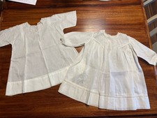 Lot of 2 Antique Handmade Christening Baptismal Baby Gowns Dresses Tatted Eyelet