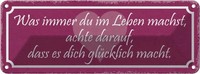 Blechschild 10X27 Cm Achte Darauf Was GlüCklich Macht Spruch Zitat Deko Geschenk