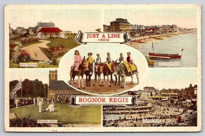 Vintage 1950 Bognor Regis Multiview Postcard UK