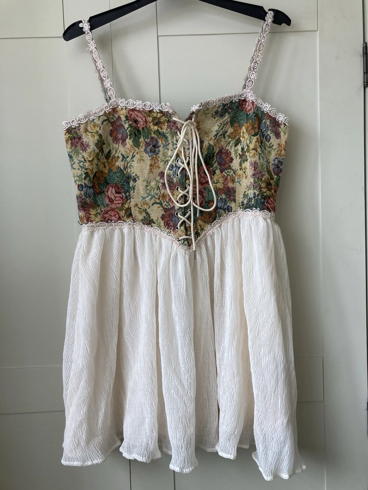 UNDERCOVER Sidro nuovo corsetto giardino segreto mini abito arazzo cottage fata nucleo festival M