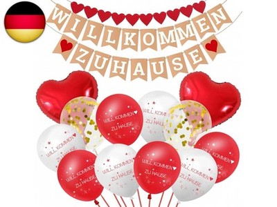 Willkommen Zuhause Girlande & Ballon Set 12 Ballons & 2 Girlanden für