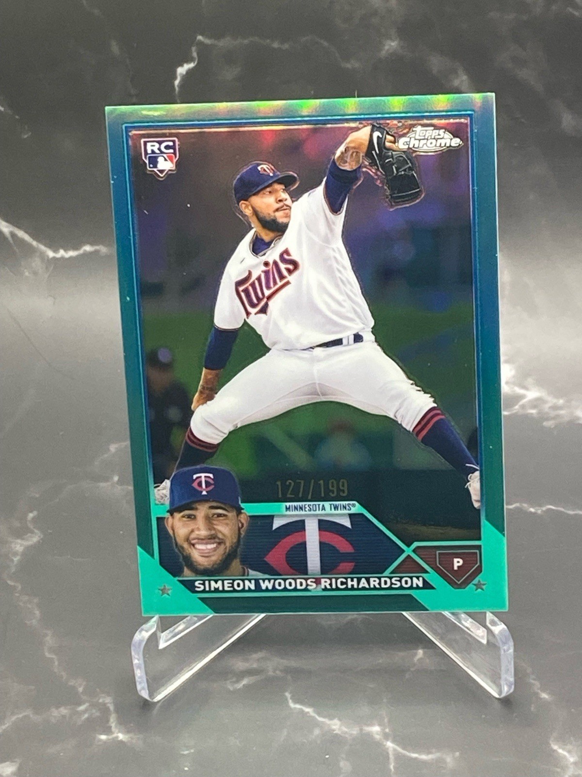 2023 Topps Chrome Aqua Refractor /199 Simeon Woods Richardson #173 Rookie RC