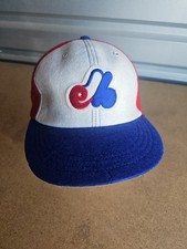Vintage Montreal Expos Youth XL Wool Rayon Blend w Leather Trim Hat WPL 476