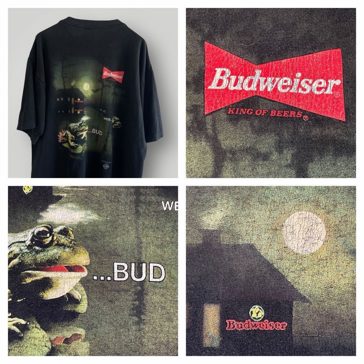 Budweiser Vintage 90s XL Three Frogs Promo Beer T-Shi… - Gem