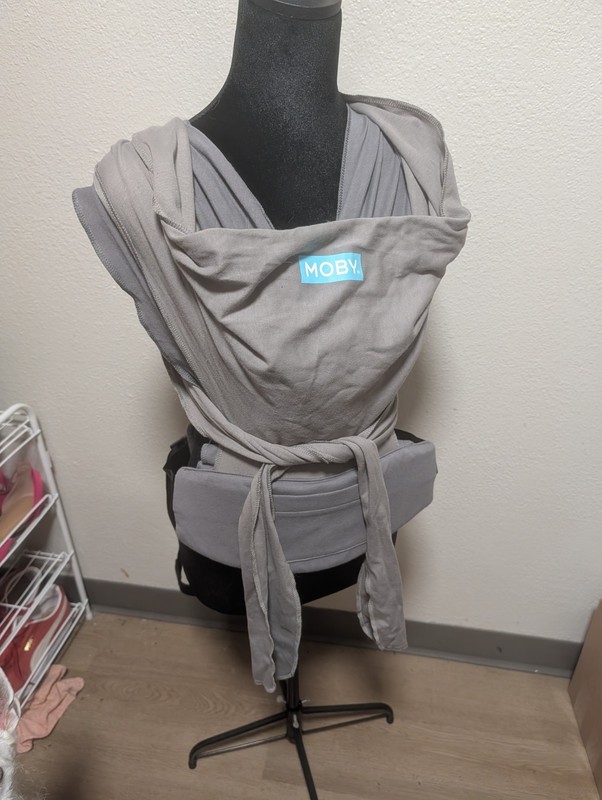 Moby Classic Wrap Baby Carrier - Grey. Adjustable Buckle Closure. 