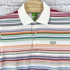 Boss Hugo Boss Men Multicolor Polo Striped Short Sleeve Golf Modern Shirt Sz XL