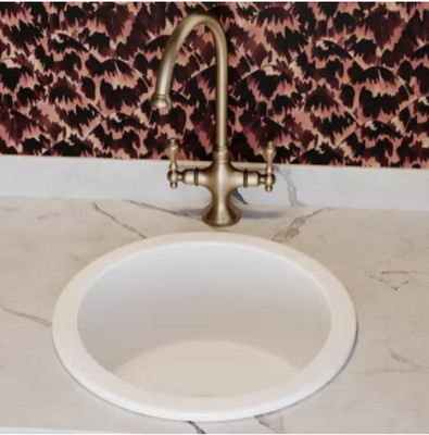 New White 19'' Derin Round Undermount Fireclay Prep Sink by Signature Hardware