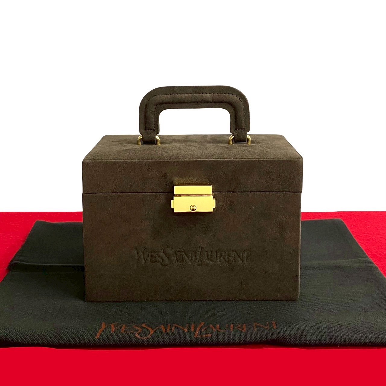 Borsa a mano con logo YVES SAINT LAURENT scamosciata marrone 41360