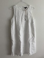 Quince Women’s White Linen Blend Sleeveless Shift Dress NWT