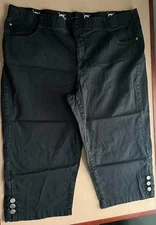 Just My Size Capris Women's 22W Black Zip/Button Cotton Blend Pockets