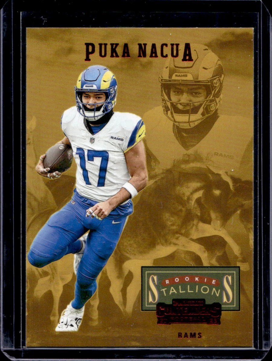 Puka Nacua 2023 Panini Contenders #19 Rookie Stallions Red