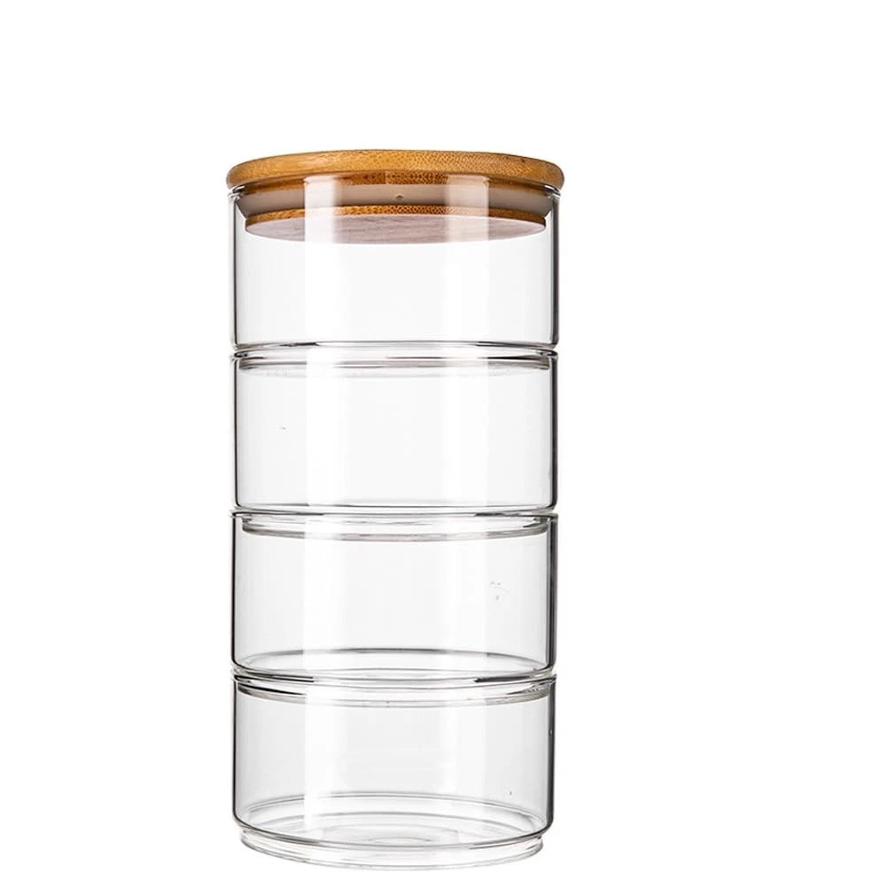 Stackable Multi-Layer Borosilicate Glass Food Storage Jars with Airtight Lids...
