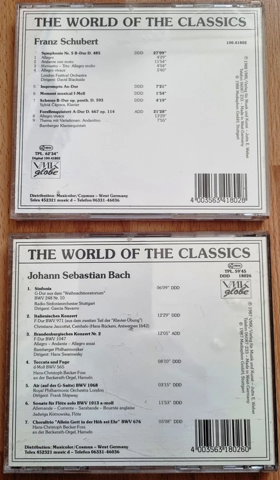 2 CDs FRANZ SCHUBERT * JOHANN SEBASTIAN BACH The World Of The CLASSICS - Bild 2 von 4