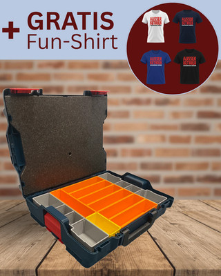 Bosch Professional L-BOXX 102 + Inset Boxen Set 10tlg. + GRATIS Fun Shirt