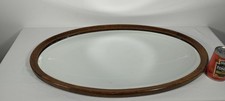 Antique Vintage Oval  Red Oak Framed Bevelled Edge Wall Mirror 73cm x 45cm