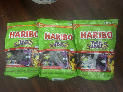 HARIBO Twin Snakes Sweet & Sour Gummy Candy Bulk Party Bag 28.8oz- 3 pack