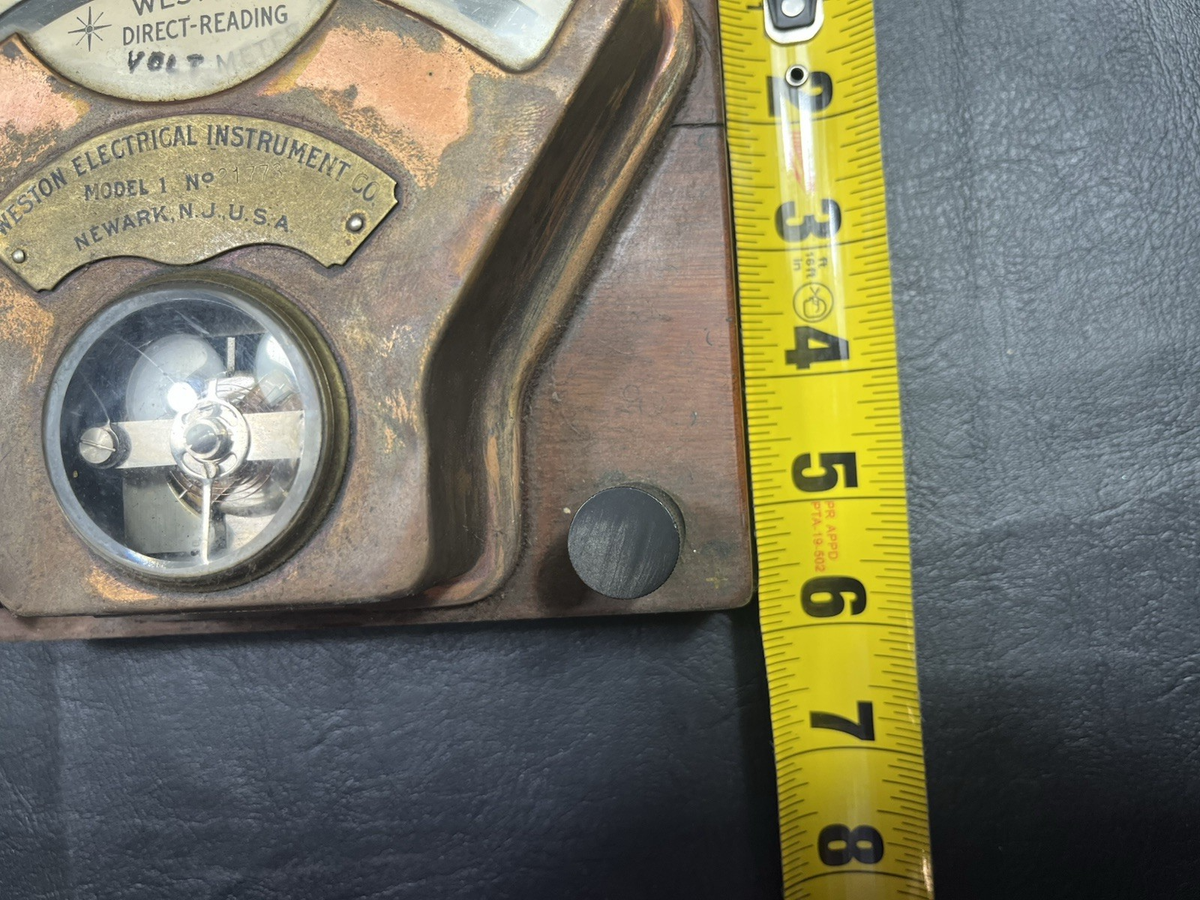 Vintage Weston DC Voltmeter – Brass & Wood Electrical Instrument
