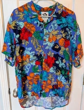 Vtg Hawaiian Hilo Hattie Floral Button Down Short Sleeve Shirt XL Front Pocket