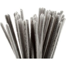 Chenille Thread 6 mm x 30 cm Pack of 50 Grey