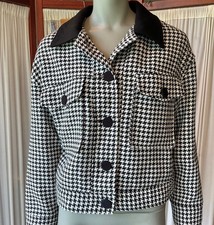 House of Harlow 1960 Houndstooth Tweed Jacket Black and White Size Medium