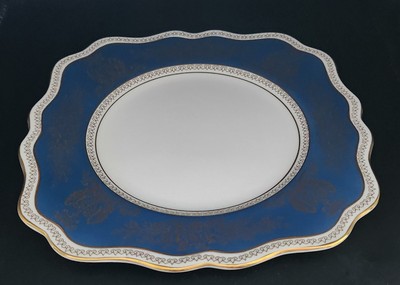 WEDGWOOD BONE CHINA BLAU & GOLD COLUMBIA QUADRATISCH KANNELIERT DESSERT KUCHENTELLER