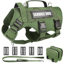 Tactical Dog Harness with Dog Leash, Working MOLLE Vest with 10 Pet Patches f...