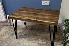 Industrial Mid Century Style Hairpin Leg Coffee Table Rustic Solid Oak Unique