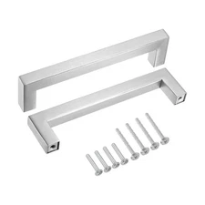 30 Pack Square Bar Drawer Handles, 5" Hole Center Kitchen Cabinets Pull, Silver