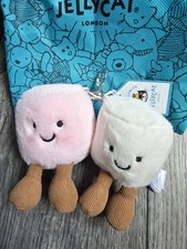 Super cute Pink & White Jellycat Marshmallows Pair Bag Charm / Keyring