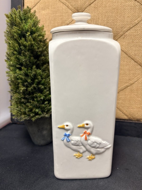 Otagiri Ceramic Duck Cookie Jar / Canister With Lid Cottagecore