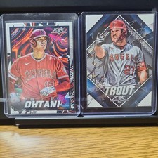 Shohei Otani & Trout Topps Fire Baseball Card Set 2 pcs NL/AL Angels Used