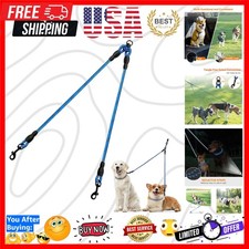Durable Reflective Blue Double Leash - 30-Inch Tangle-Free Design for Two Dogs