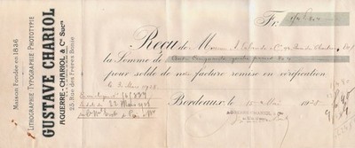 BORDEAUX - LOT OF 2 LINES AGUERRE CHARIOL, TYPOGRAPHY LITHOGRAPH 1928 1929