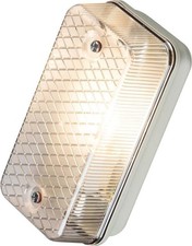 Industrial Outdoor Bulkhead Light IP65 Grey E27 Wall Ceiling Prismatic E27PC