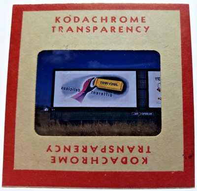 Kodachrome Red Border Slide | *1949* WRIGLEY'S JUICY FRUIT GUM Billboard Sign Ad