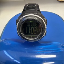 Timex Expedition Shock T49950 Digital Watch Black 200M Indiglo Vibration Alarm