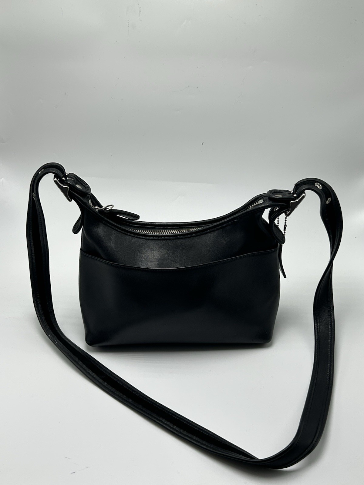 Vintage Coach Legacy Top Zip Black Leather Crossbody Shoulder Bag #9136