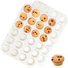 Silicone Mini Muffin Pan, 24 Cups Nonstick Mini Cupcake Pan for Baking Muffin...