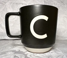 Project 62 Stoneware Mug Coffee Cup Monogram Initial Letter C Black