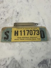 Vintage 1967 Michigan Resident  small game  Back Tag License