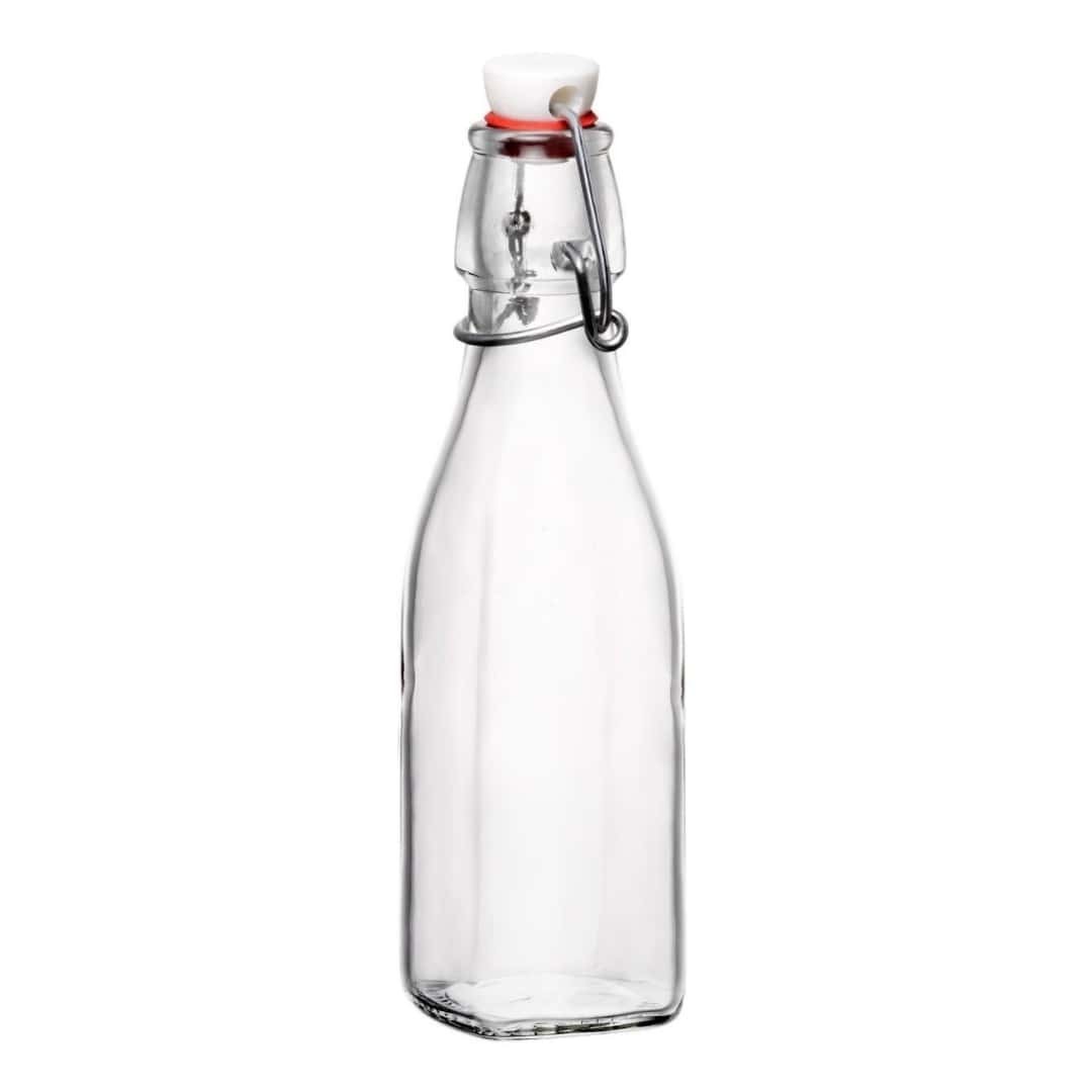 BORMIOLI ROCCO Swing Square Glass Bottle Mechanical Hermetic Lid Water 1 lt