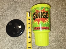 NOS Vintage Surge Citrus Soda Pop Drink Plastic To Go Cup Tumbler Green With Lid