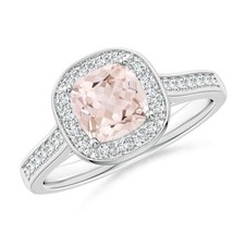 925 Sterling Silver Morganite Gemstone Solitaire with Accents Ring Jewelry US 7