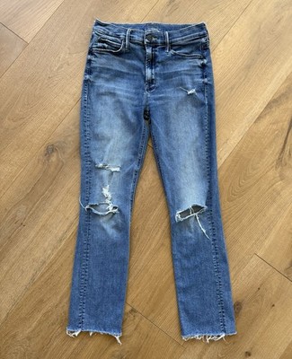 MOTHER The Mid Rise Dazzler Ankle Fray Sz 28 Weekend Warrior Stretch Crop Jeans