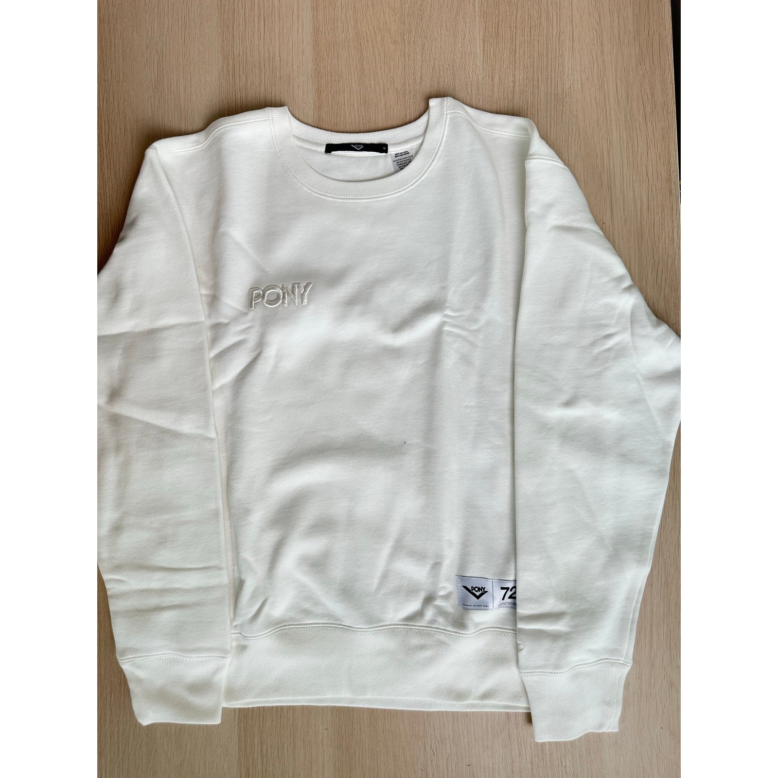 Girocollo bianco ricamato Pony 72 Taglia M Nuovo