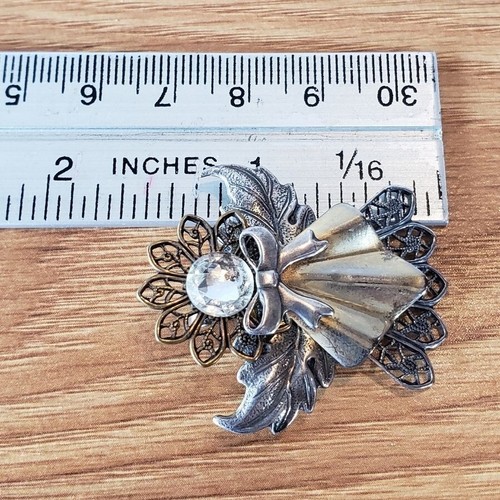 Spilla pendente firmata Kat's Creations angelo strass argento tono oro BP1 - Foto 7 di 9