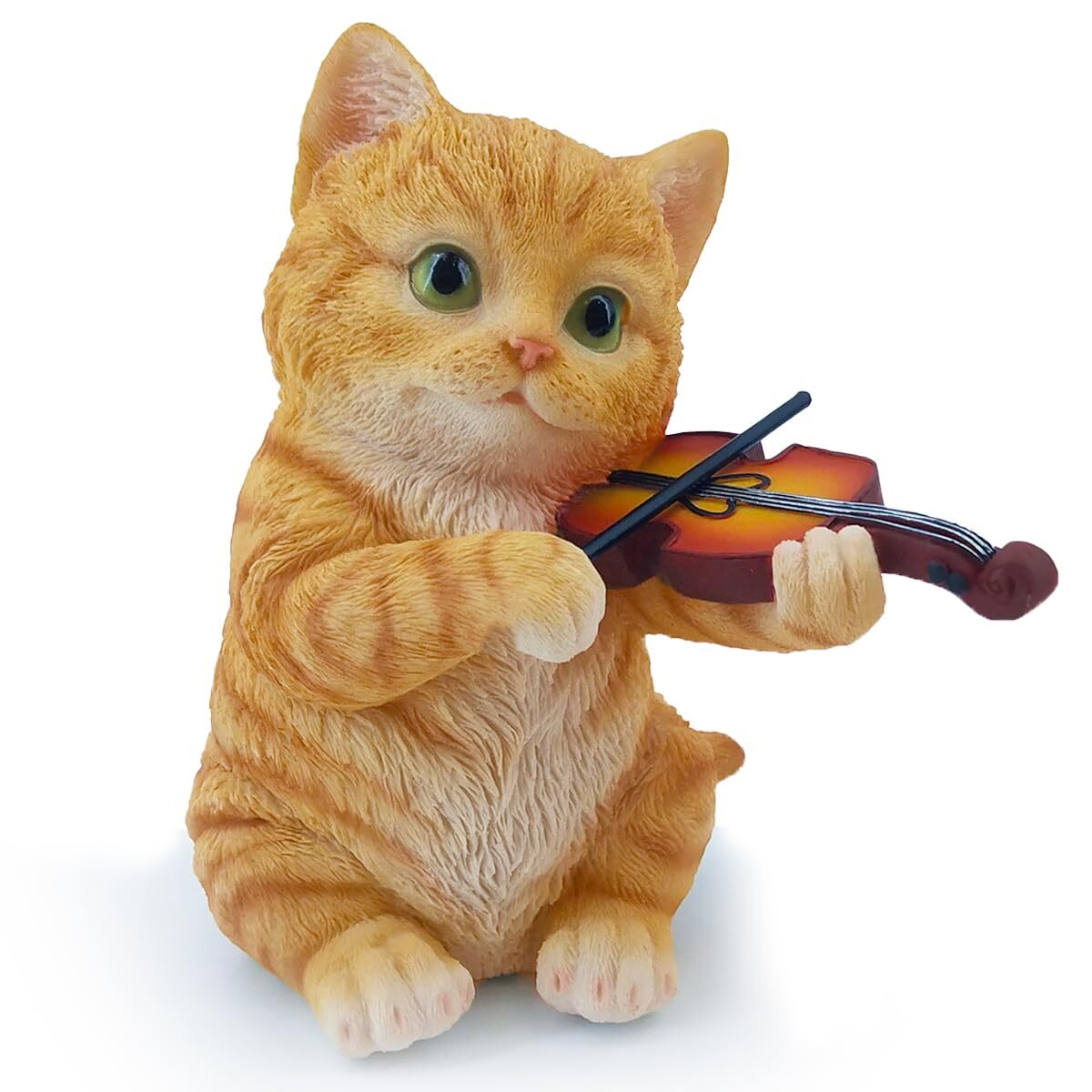 Decor Resin Cute Cat Sculptures Gift bositigo Orange Tabby Cat Garden Statue